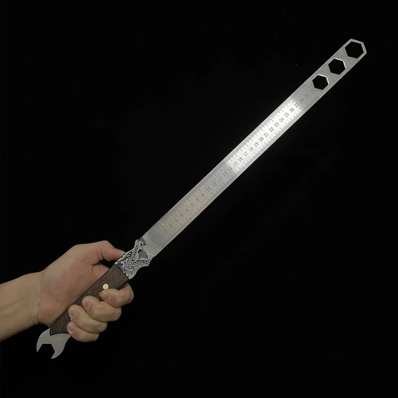 60CM Outdoor EDC Stainless Steel Multi Functional Ruler Wrench Stick Car Emergency Window Breaker Tools