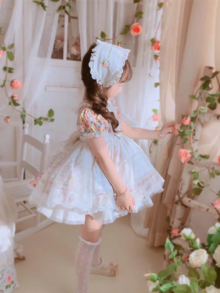 Baby Clothing Spanish Vintage Lolita Ball Gown Lace Bow Print Birthday Party Easter Cute Princess Dresses For Girl A2332