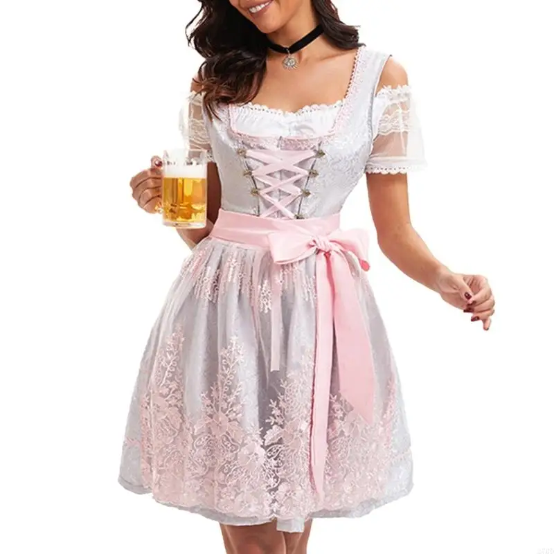 270d 4pcs/Set Deutsch Oktoberfest Dirndl Kleider Bluse Oktoberfest Kostüme für Frauen
