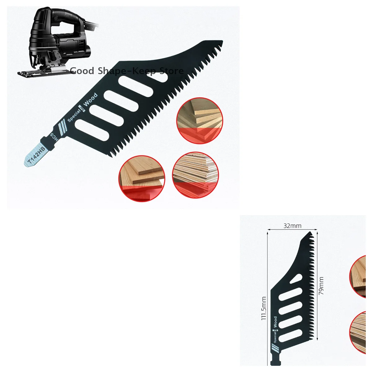 

1Pc T142HB Jigsaw Blade Saw Blades T Shank Flush Cut Replaceable Jigsaw Blade Wood Fiberboard Blades High Precision Cut Tool
