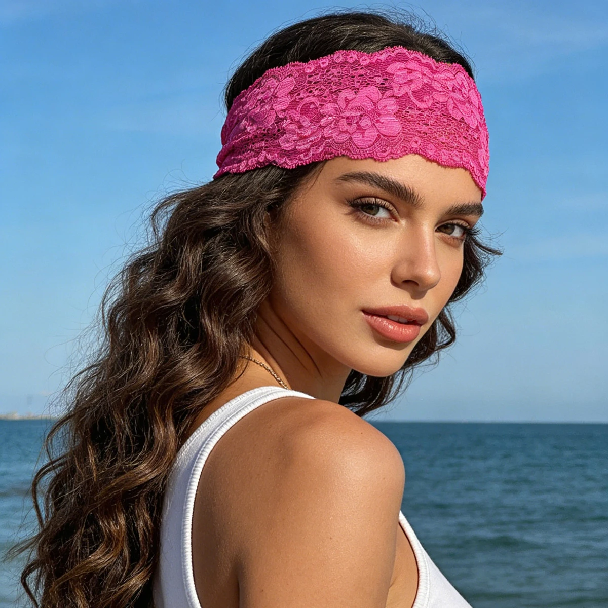 Floral Lace Wide Trim Sweet Elastic Headband for Women Soft Daily Wear Comfortable Hair Accessory Elegant Fashionable Hairband