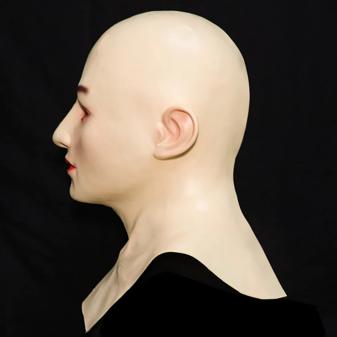 Realistische Frauenmaske, Halloween-Gesichtsbedeckung, Sichtbare Latex-Kopfbedeckung, Neuartige Kostümparty-Requisite – Detail 4