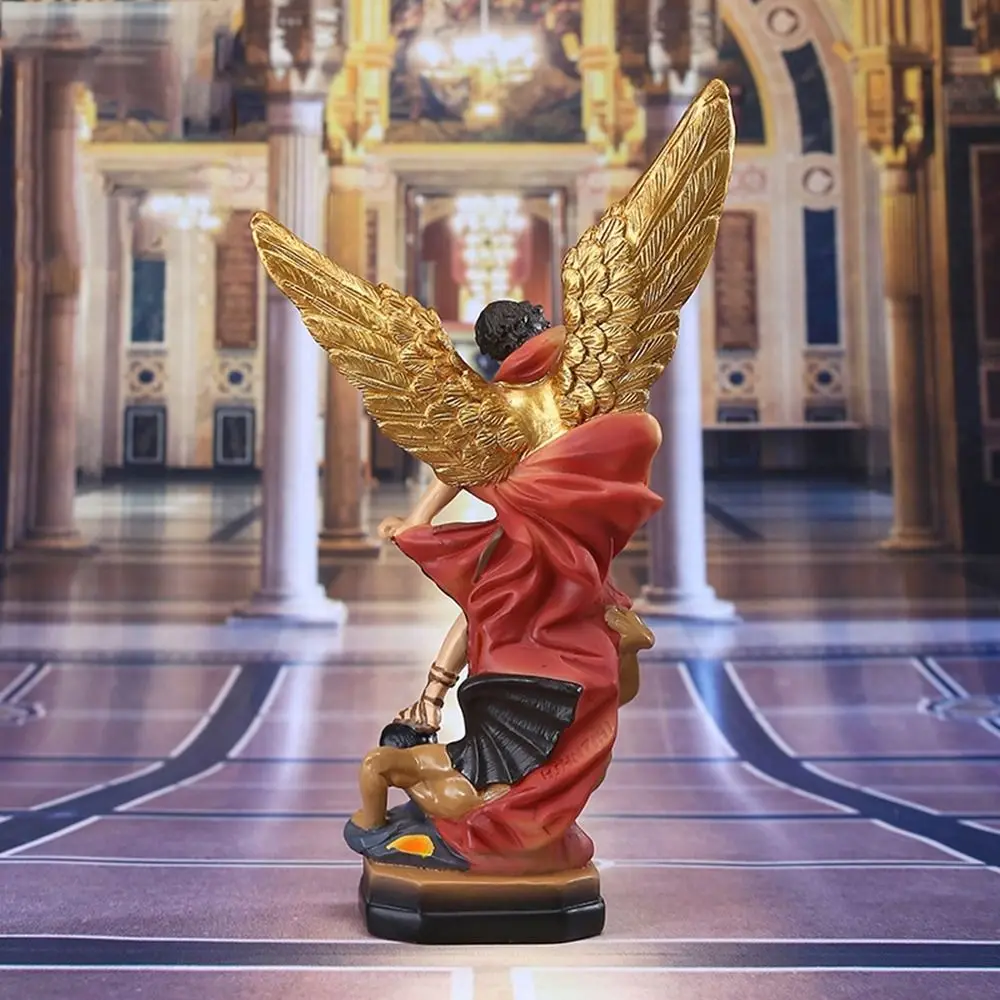 Classical Saint Milka Angel Statue Resin Saint Milka Angel Killing Demon God Sculpture Handmade Hold Books Religious Statue