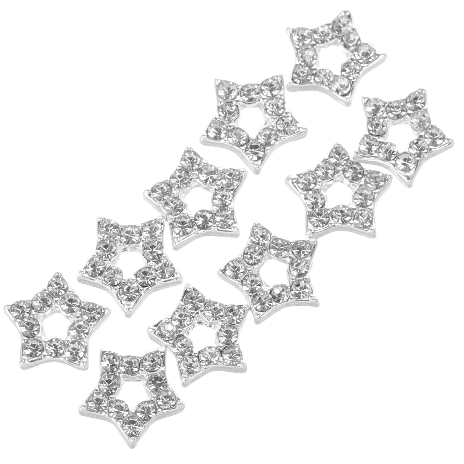 

10pcs Star Pendant Ornaments Zinc Alloy Nail Decors Women Preserve Color Rhinestones Charms Art Supplies Small Pearls