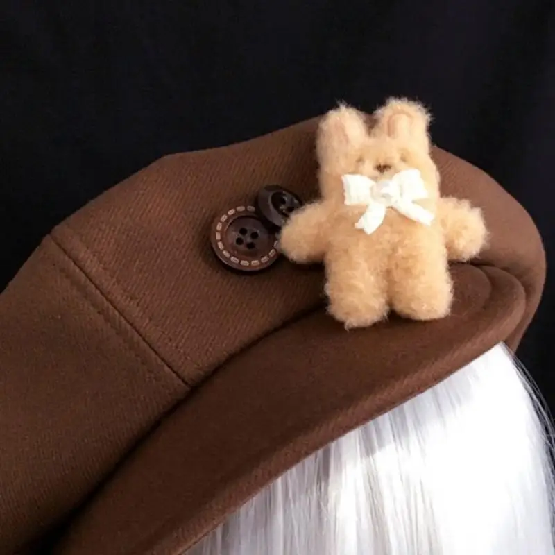A52E Plush Bear Hat للنساء رسام الموضة قبعة الخريف القبعات القبعات الشتوية للاستخدام غير الرسمي فنان الفنان الفرنسي الفرسان