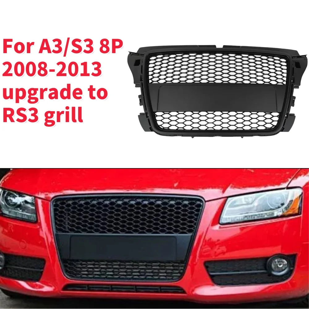 

For RS3 Style Front Sport Hex Mesh Honeycomb Hood Grill for A3/S3 8P 2009 2010 2011 2012 2013 New