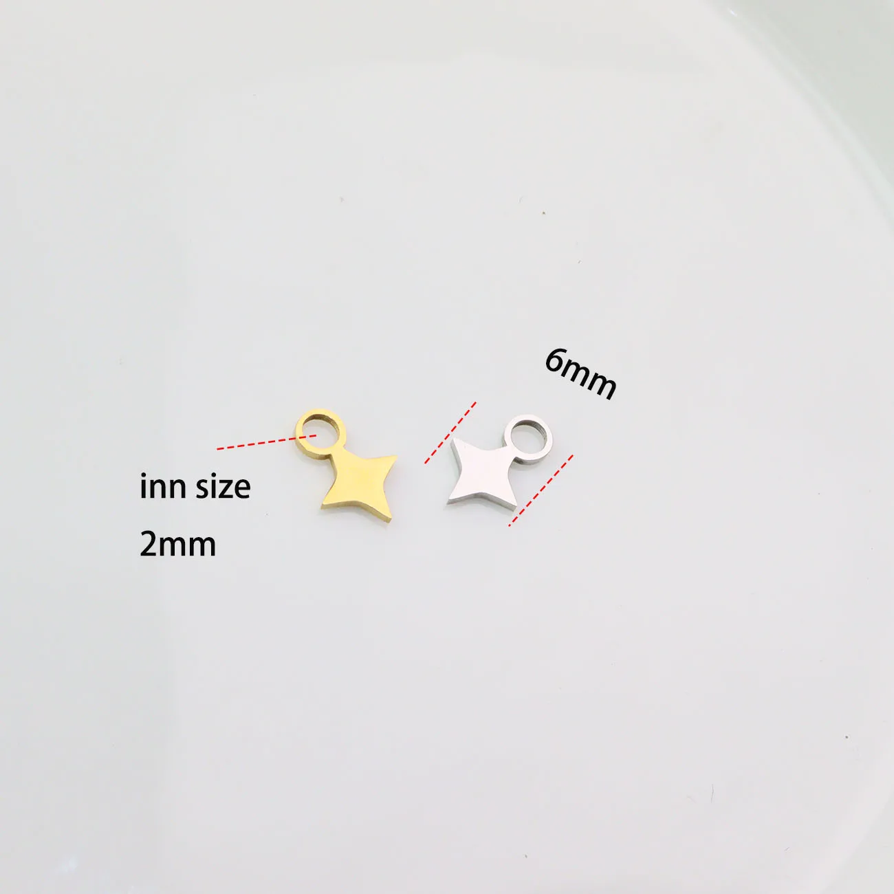 10pcs Stainless Steel Mirror Polish Jewelry Big Hole Mini Star Charms Pendant DIY Handcraft PVD Plated Waterproof Antiallergic