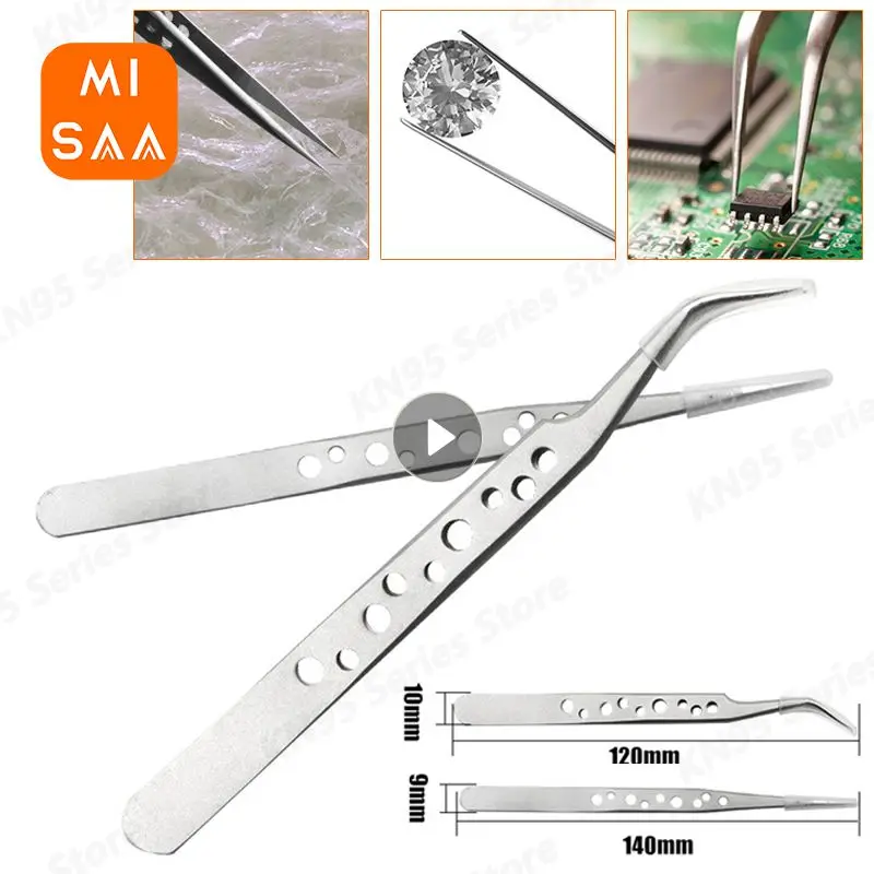 Precision Industrial Tweezers Anti-static Stainless Steel Tweezers Set For Electronics Soldering Maintenance Repair Hand Tools