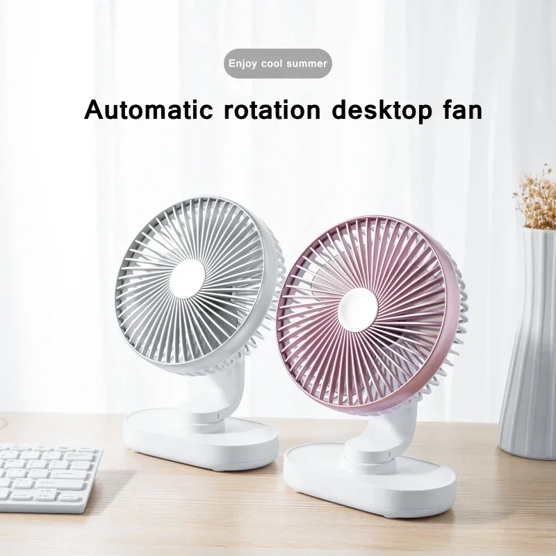 

4000mAh Rechargeable Air Cooling Ventilator Electric USB Auto Rotation Desktop Fan 4 Speed Wind Silent Portable for Home Office