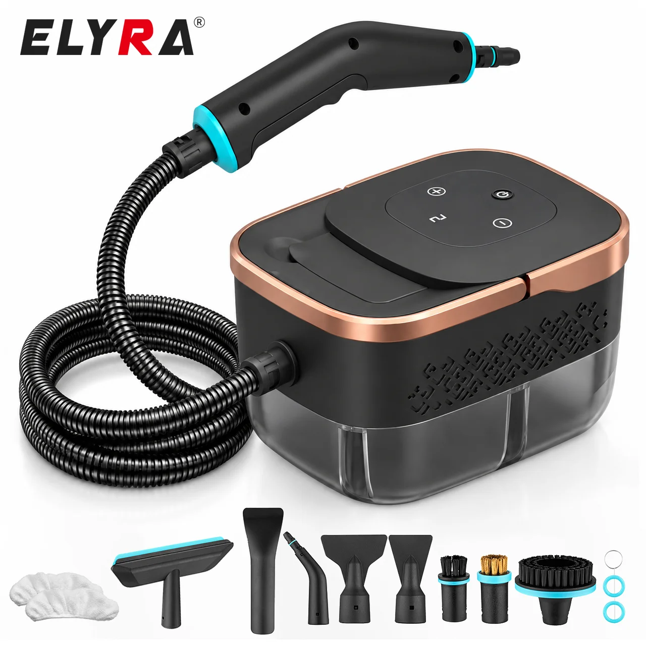 Pulitore a vapore portatile, 1500 W, 4 bar, sistema a 6 stadi, per molteplici utilizzi, con tubo a vapore da 2 m e serbatoio da 1600 ml, riscaldamento in 15 secondi, ideale per cucina, bagno,