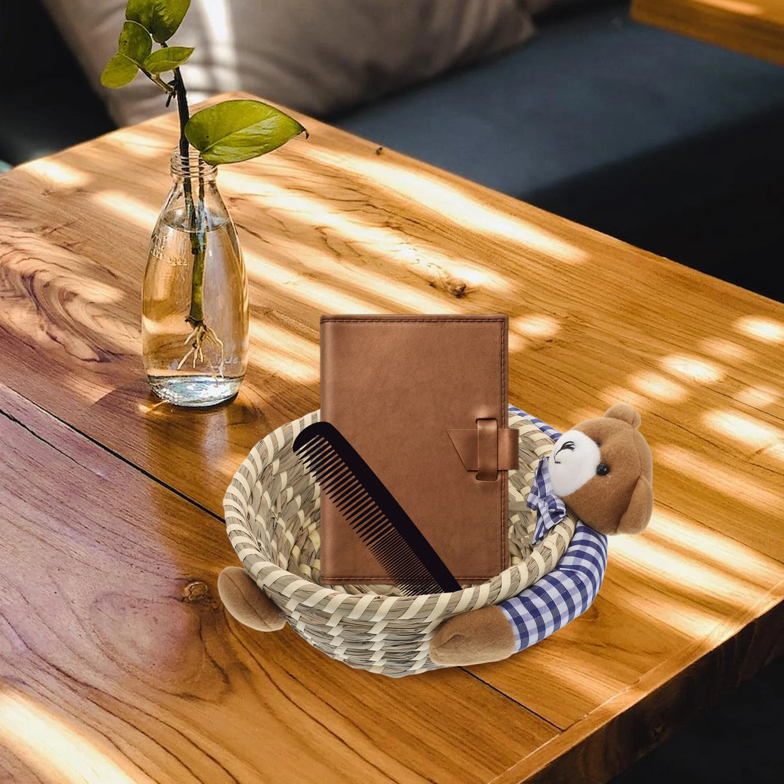 

Bear Shaped Woven Storage Basket Large Capacity Safe Organizer For Room Laundry Blanket Book Holder Rattan