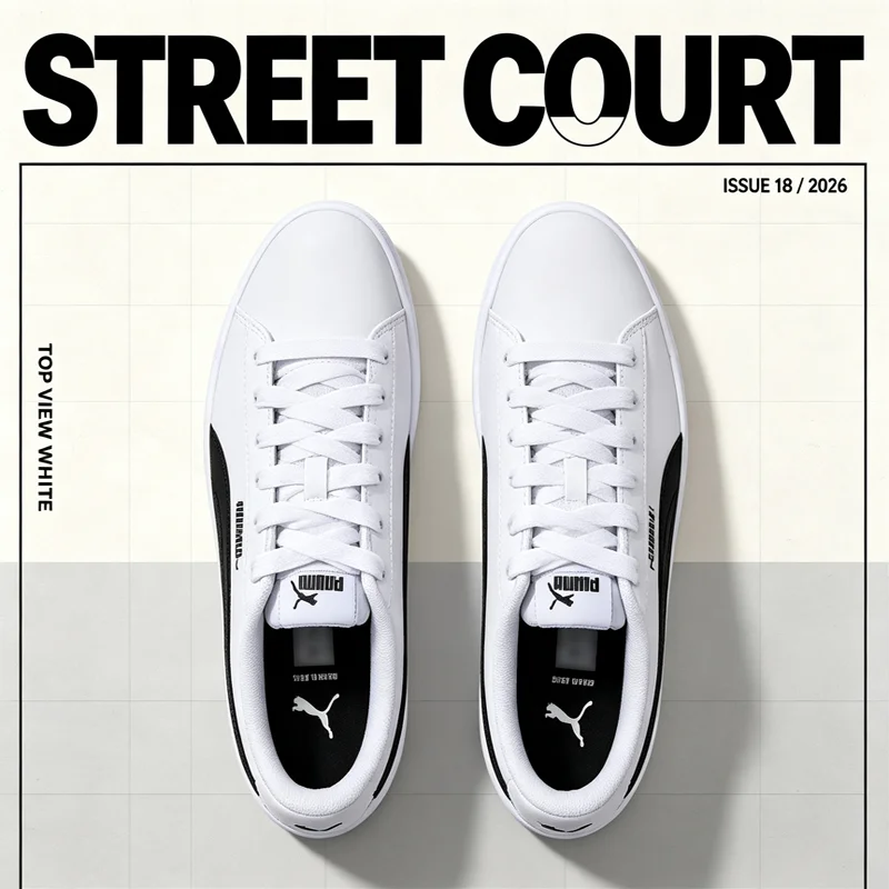PUMA  Authentic Men Low Top Skate Sneakers White Black Leather Upper Fabric Tongue Logo Casual Walking Trainers2026 394251-16