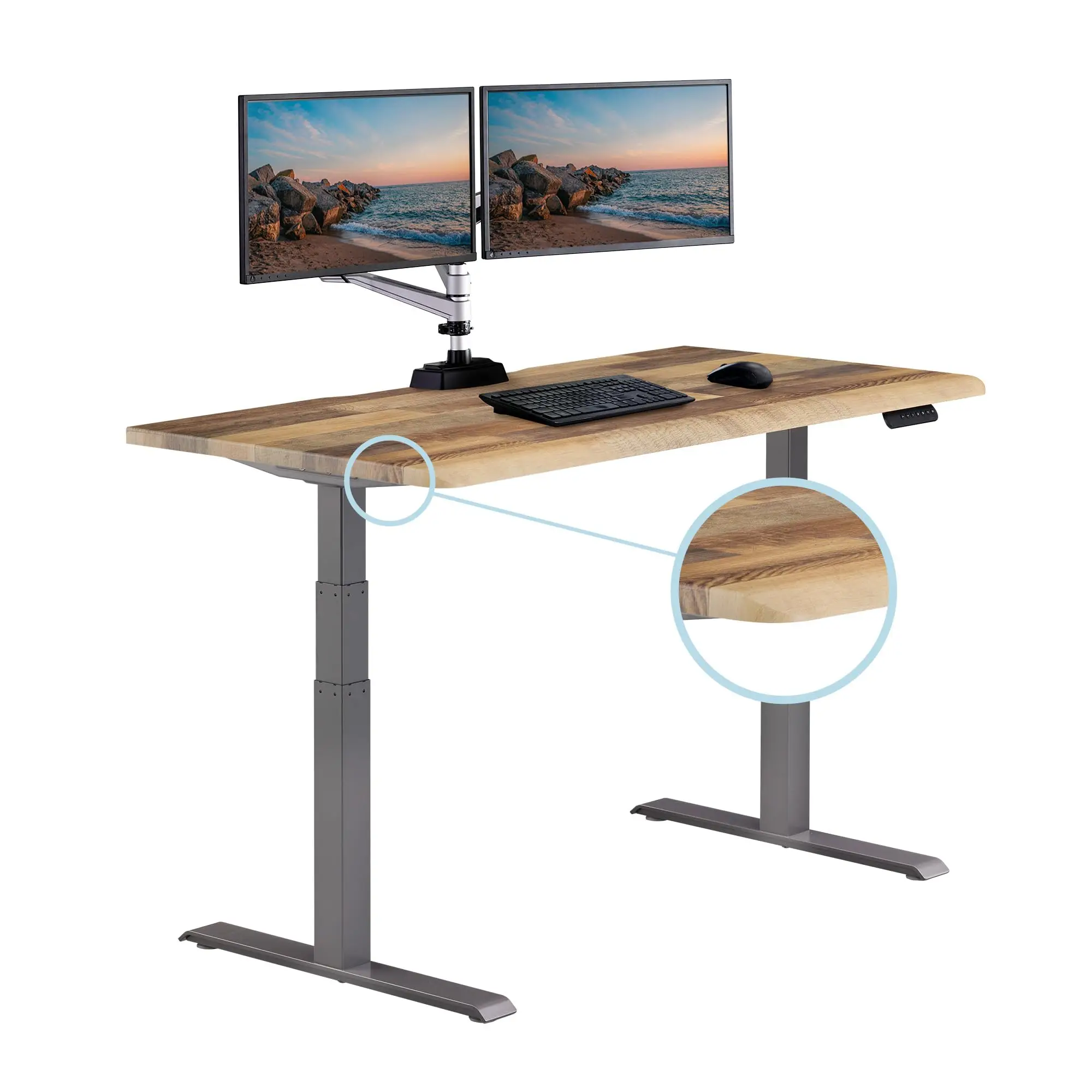 ComfortEdge Electric Standing Desk – 60x30 – Reclaimed Wood/Slate