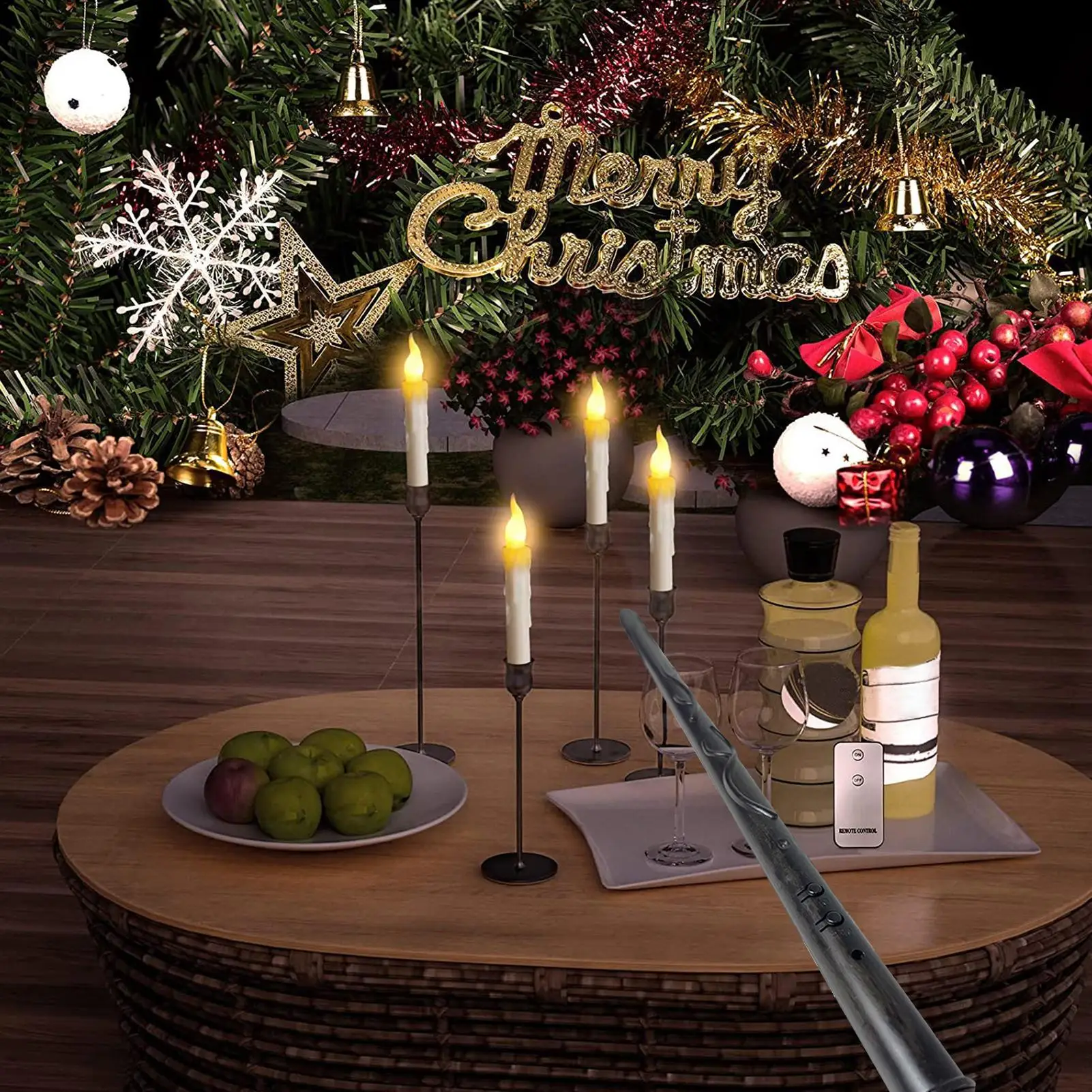 Flameless Floating Candles Flameless Remote Control Candle Lights Flickering LED Lanterns With Fish String Hook For Christmas