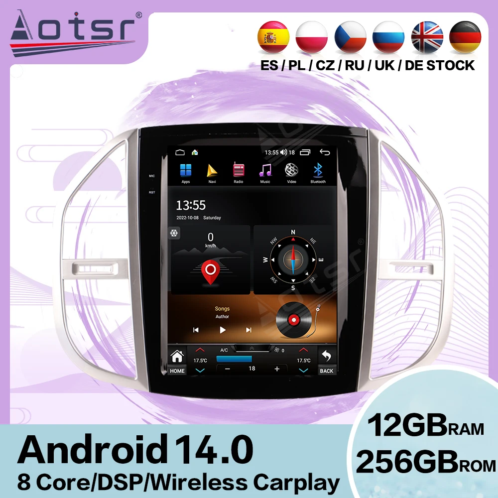 

Touch Screen Android 14 Auto Multimedia Car Radio For Mercedes-Benz Vito 2017-2020 Car GPS Navigation Audio Stereo Head Unit