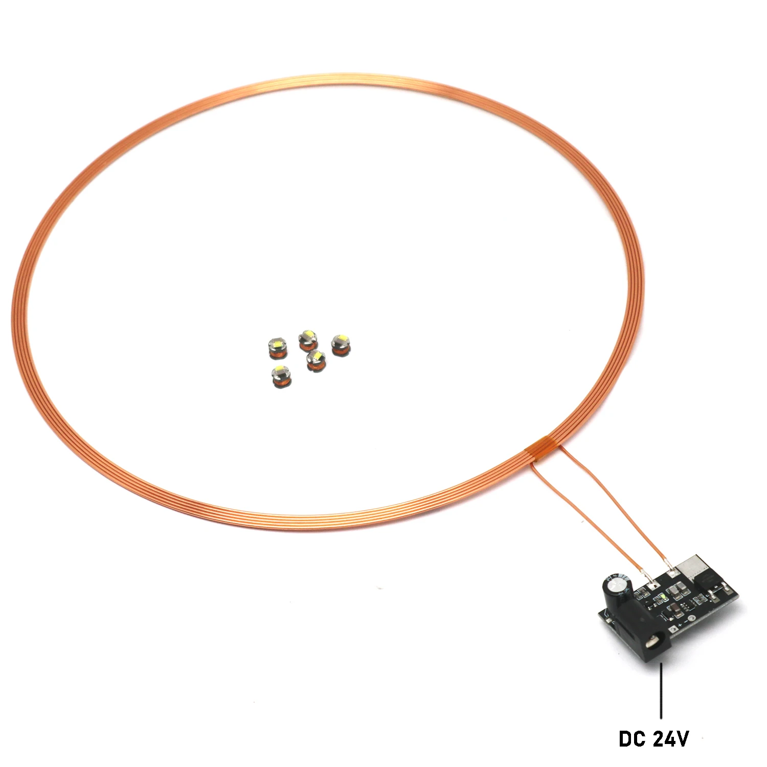 DYKBmetered DC 5V 24V 200mm Drahtlose Netzteil Sender Spule Induktion Empfänger LED Licht Lampe Spielzeug Roboter Modell 3