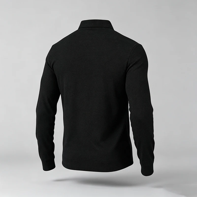 Herren-Poloshirt mit klassischem Kragen, langen Ärmeln und Knopfleiste, ideal für Urlaub, kurze Ausflüge und verschiedene Freizeitaktivitäten. – Detail 14