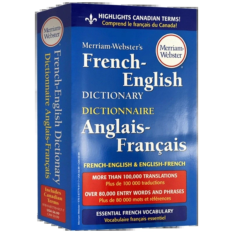 Nowe francuskie słownik języka angielskiego Merriam Webster oryginalne książki do nauki języków