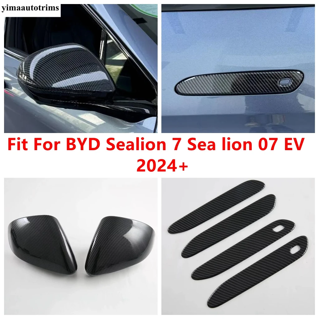 

Rearview Mirror Shell Protective / Door Handle Cover Trim Carbon Fiber Accessories For BYD Sealion 7 Sea lion 07 EV 2024 2025