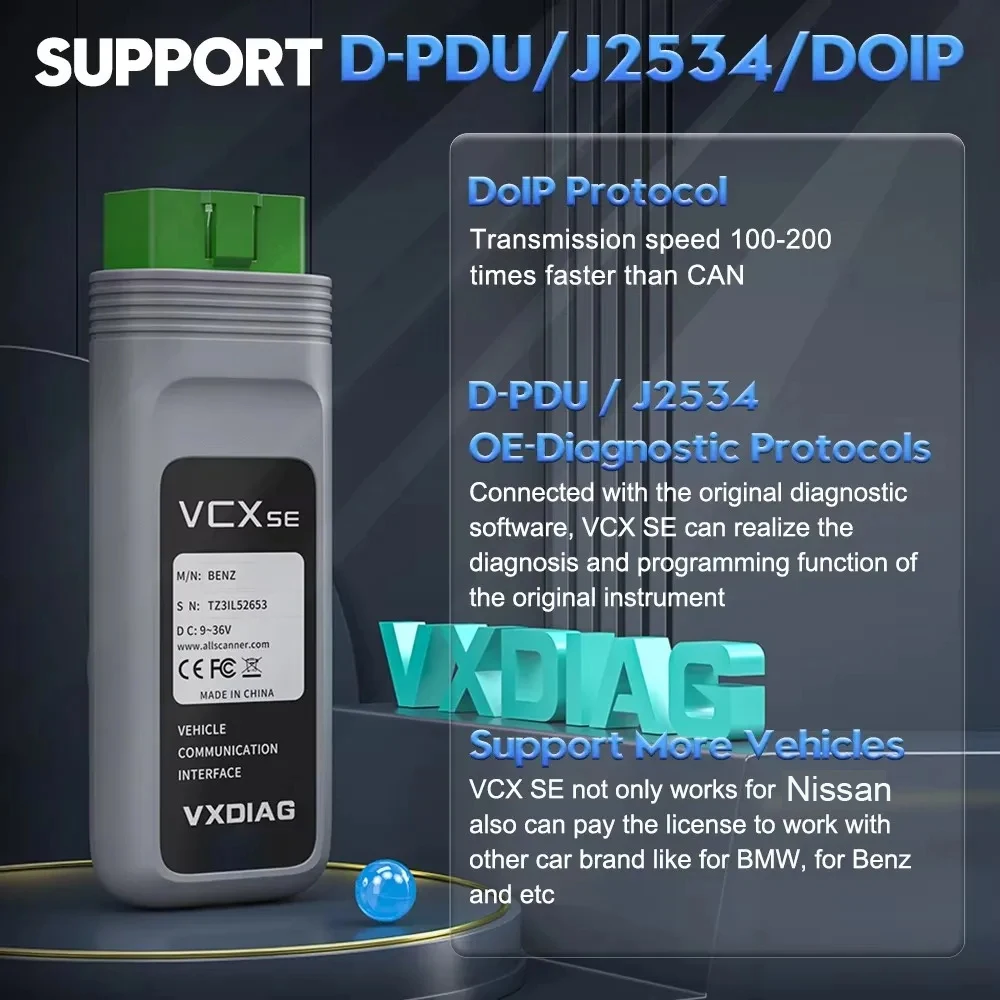 VXDIAG VCX SE for NISSAN Consult OBD2 Car Diagnostic Tool woek with V226 Software Support WIFI