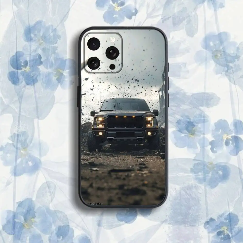 حافظة هاتف F-Series P-Pickup T-Trucks لهاتف iPhone 17,16,15,14,13,12,Pro,Max,Plus,E,SE4,Air,Mini Black Soft Box