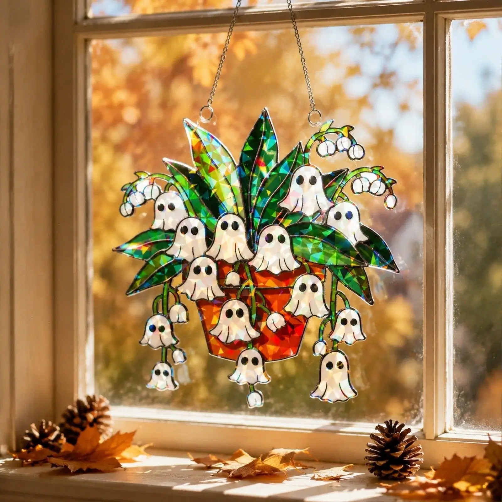 Happy Turkey Round Acrylic Suncatcher Sign , Autumn Harvest Season Decor, Festive Farmhouse Window Accent, Patio Porch Display