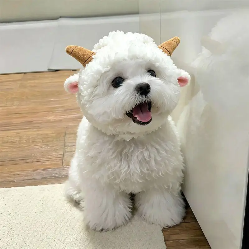 Funny Cat Cap Bear Plush Pet Head Cover Cute Cat Small Dog Winter Warm Headwear Head Cover Cross Dressing Hat Cosplay Costume