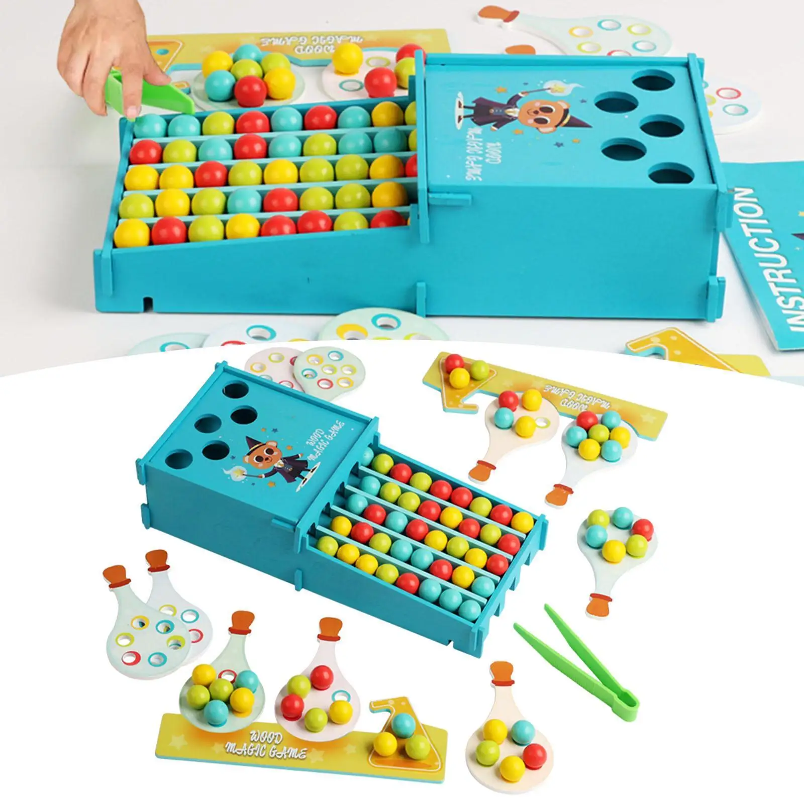 Drewniany Zestaw do Liczenia i Dopasowywania, Zabawki do Liczenia Koralików i Sortowania Kolorów dla Cierpliwości, Niemowląt, Koordynacji Ręka-Oko, Maluchów