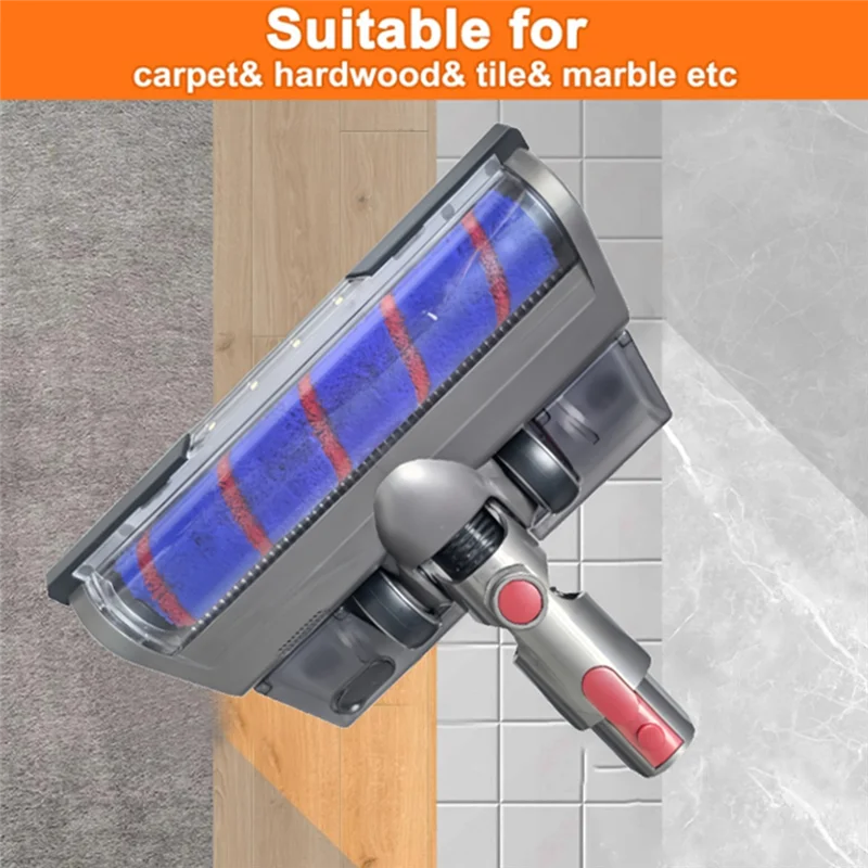 

ABRW-Для Dyson V7 V8 V10 V11 V15 Насадка для пылесоса Мягкая роликовая насадка для щетки со светодиодной подсветкой для пыли с резервуаром для воды и подушечками для швабры