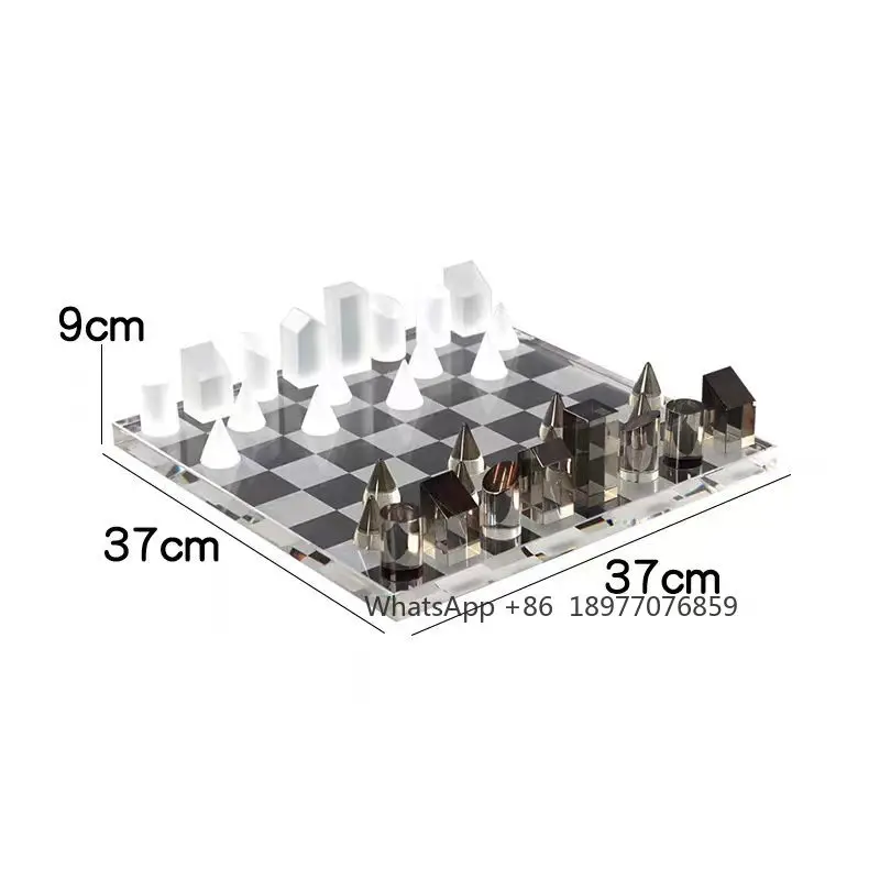 

Custom Made Plexiglass Chess Set Luxury Black & Clear Acrylic Checkers Set