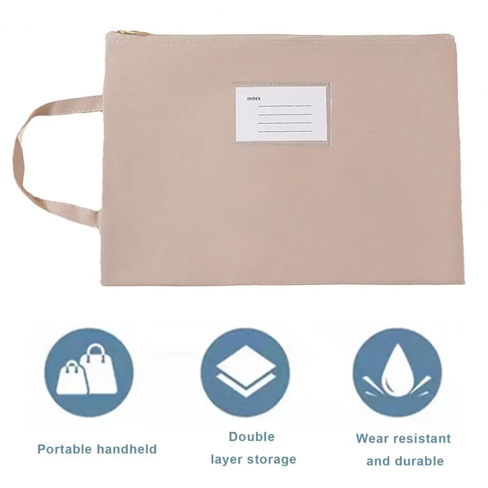 Office File Storage Waterproof Portable File Holder with Lanyard Zipper Closure for Office Supplies Organization Work File