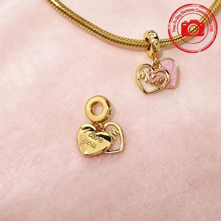 New Sparkling Golden Charms DIY Jewelry Gifts Pink Daisy Flower Bow Cupcake Eiffel Tower Snowflake Beads Fit Original Bracelets
