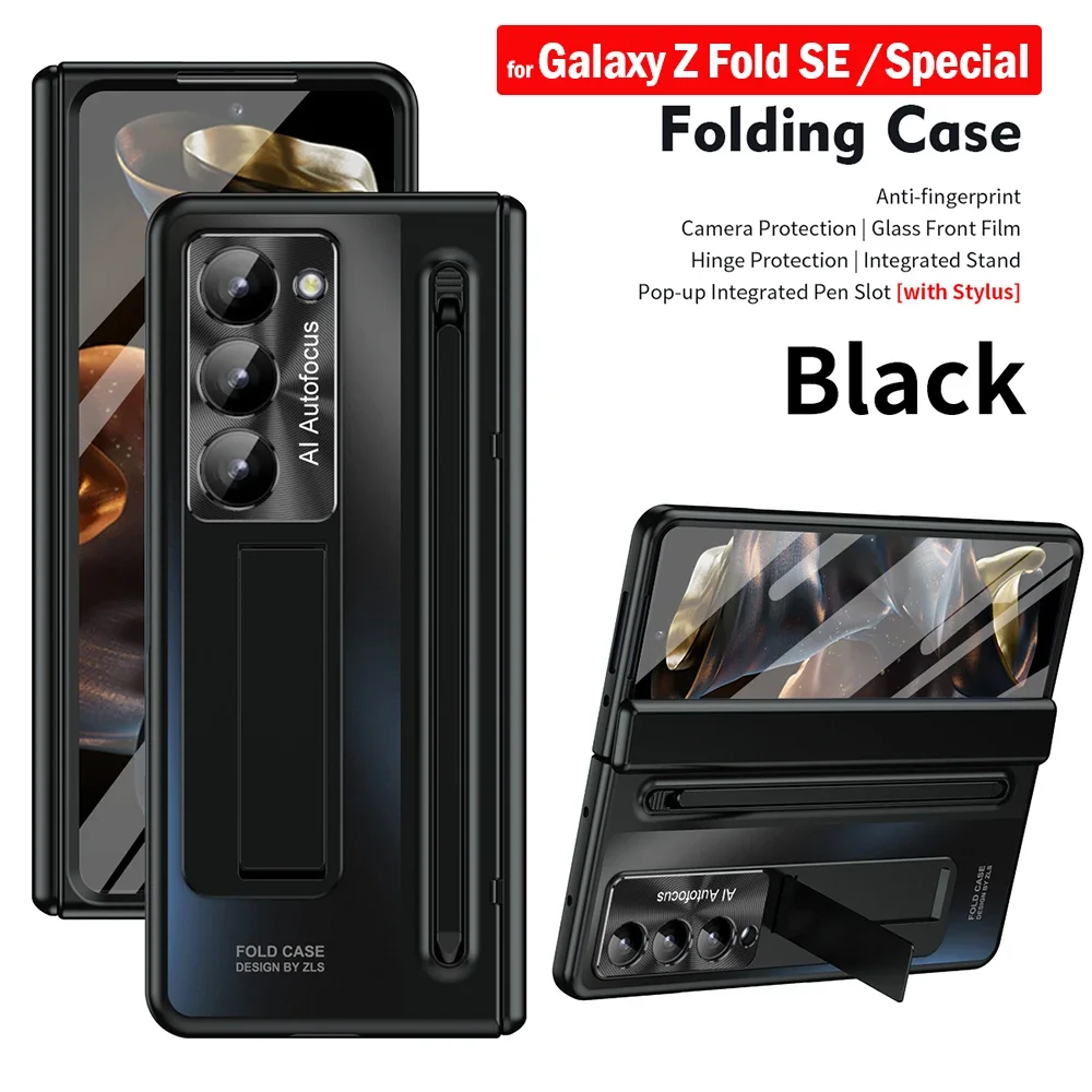 Touch Pen Slot Front Glass Funda for Samsung Galaxy Z Fold SE Special Case Hinge Stand PC Cover for Galaxy Z Fold Special Capa