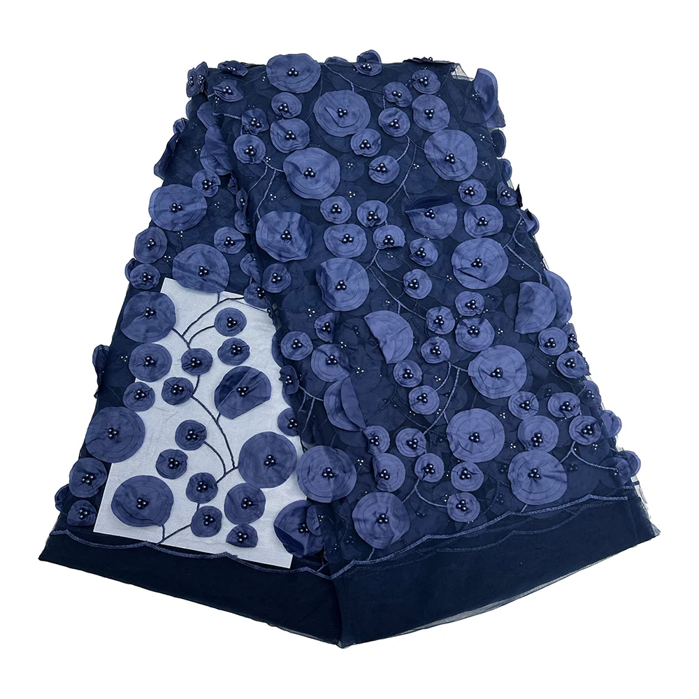 ثلاثية الأبعاد الزهور أقمشة الدانتيل عالية الجودة النيجيري فستان حفلات الزفاف رائجة البيع الأفريقي يزين الأورجانزا شبكة الدانتيل خياطة النسيج 2025