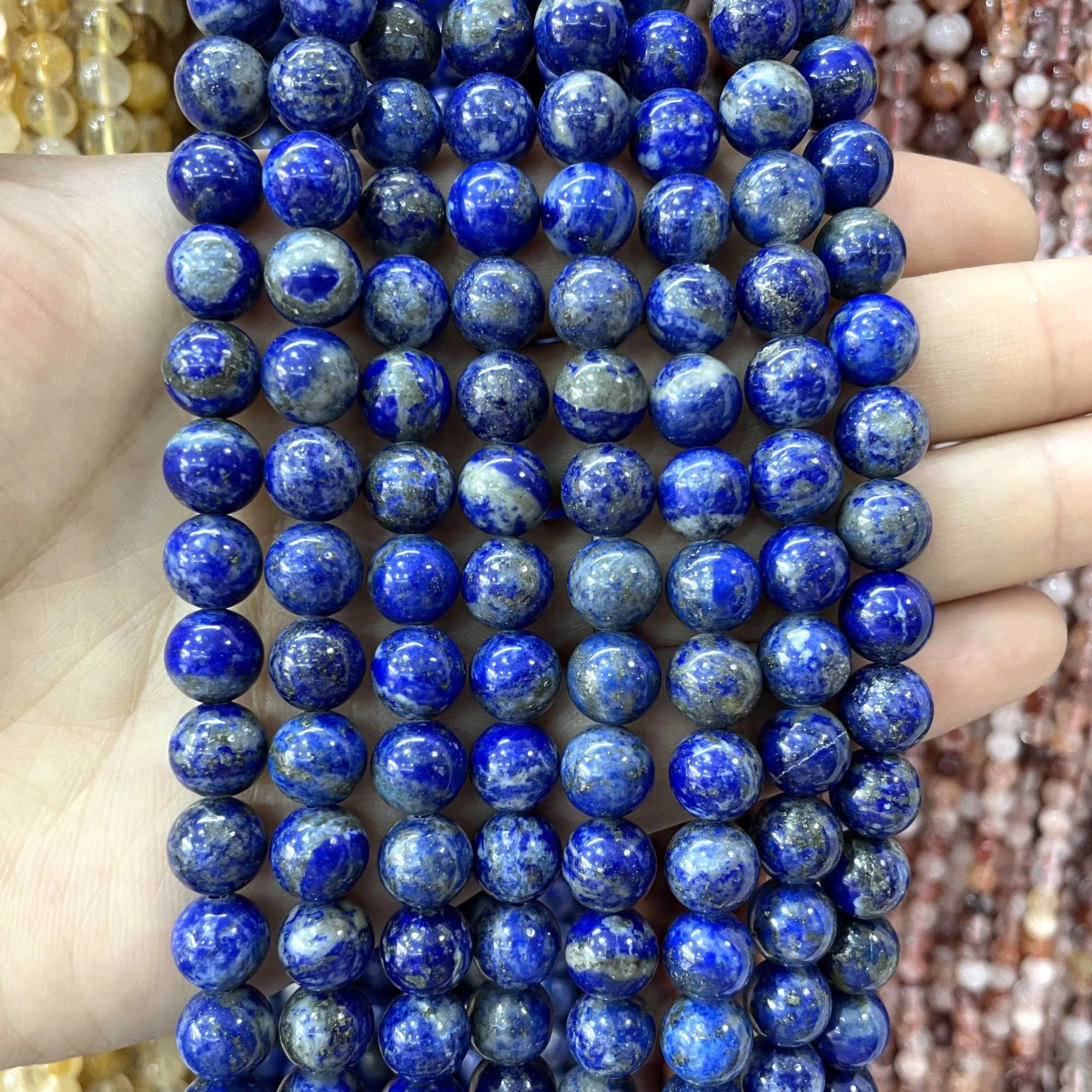 4 6 8 10 12MM Natural Lapis Lazuli Stone Round Loose Beads DIY Bracelet Necklace For Jewelry Making Charms Accessories