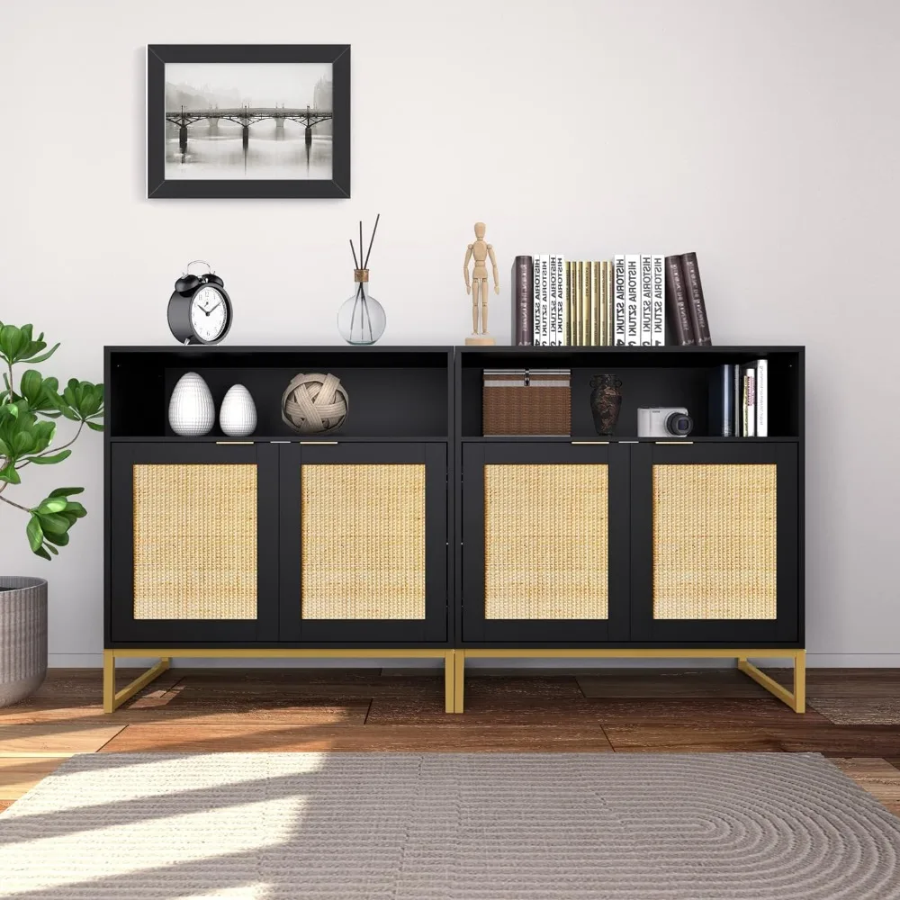 XMSJ Living Room Cabinets, Rattan Cabinet Chest of Drawers Cabinets for The Furniture Storage Locker Home, Living Room Cabinets