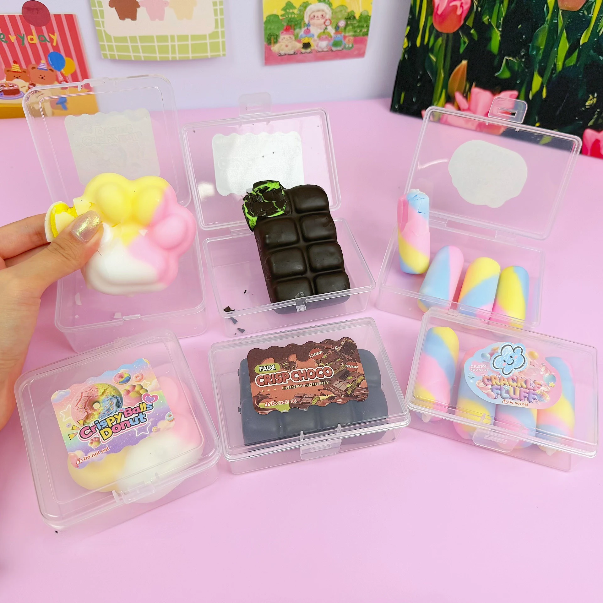 Squishy Crisp Rainbow Crunch Macarons Donut Cat Paw Chocolate Stress Relief Squeezing Toy Slow Rebound Squish Marshmallow