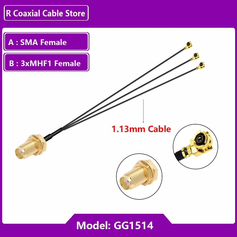 1to2 1to3 SMA Splitter Cable SMA Female to 2 x u.FL MHF Female RG1.13/0.81MM Pigtail Jumper WIFI Antenna Extension Coaxial Cable