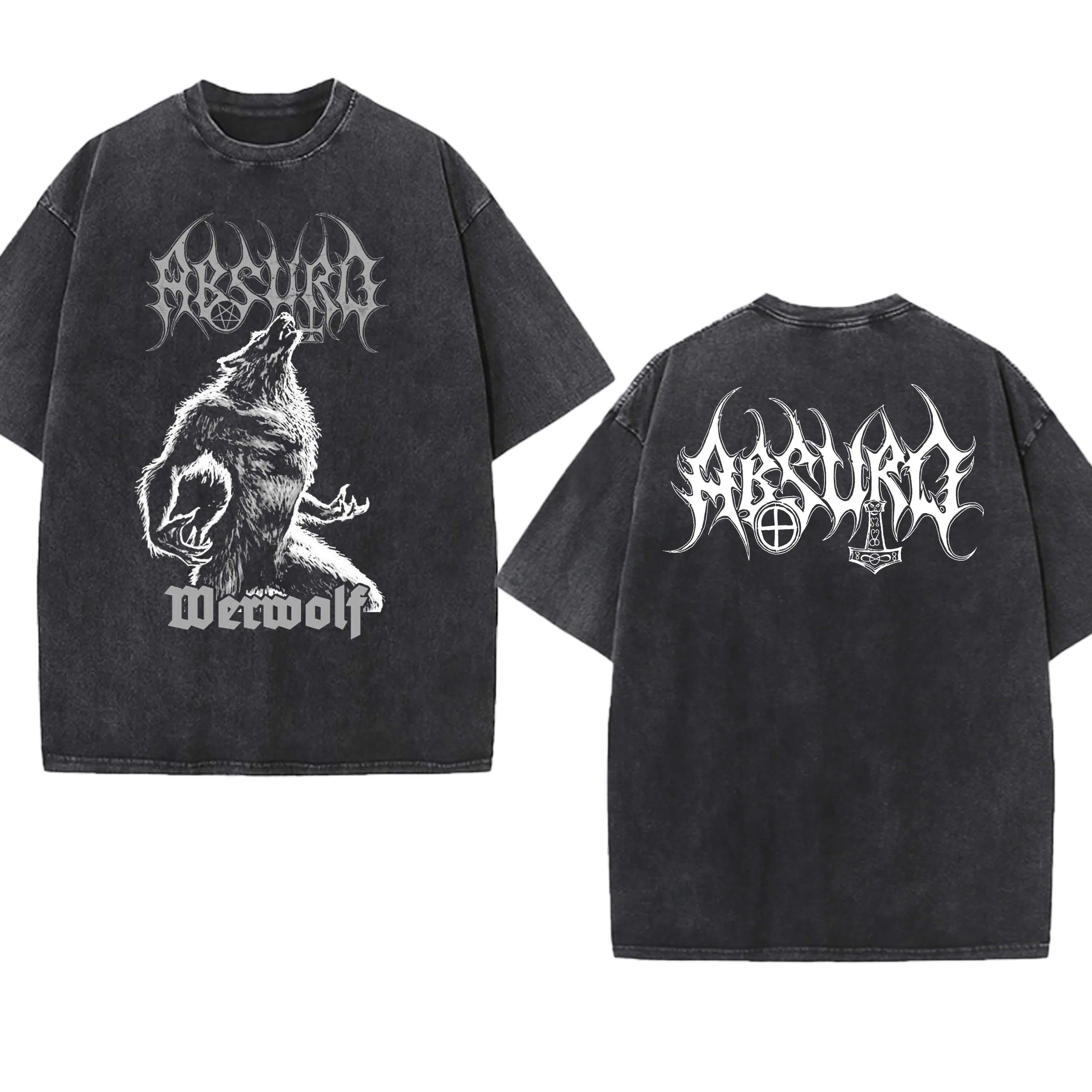 

Metal Absurd Band Washed T Shirt Gothic Gift Mens Clothing Graphic Vintage Hip Hop T-shirt Streetwear Tees Short Sleeve