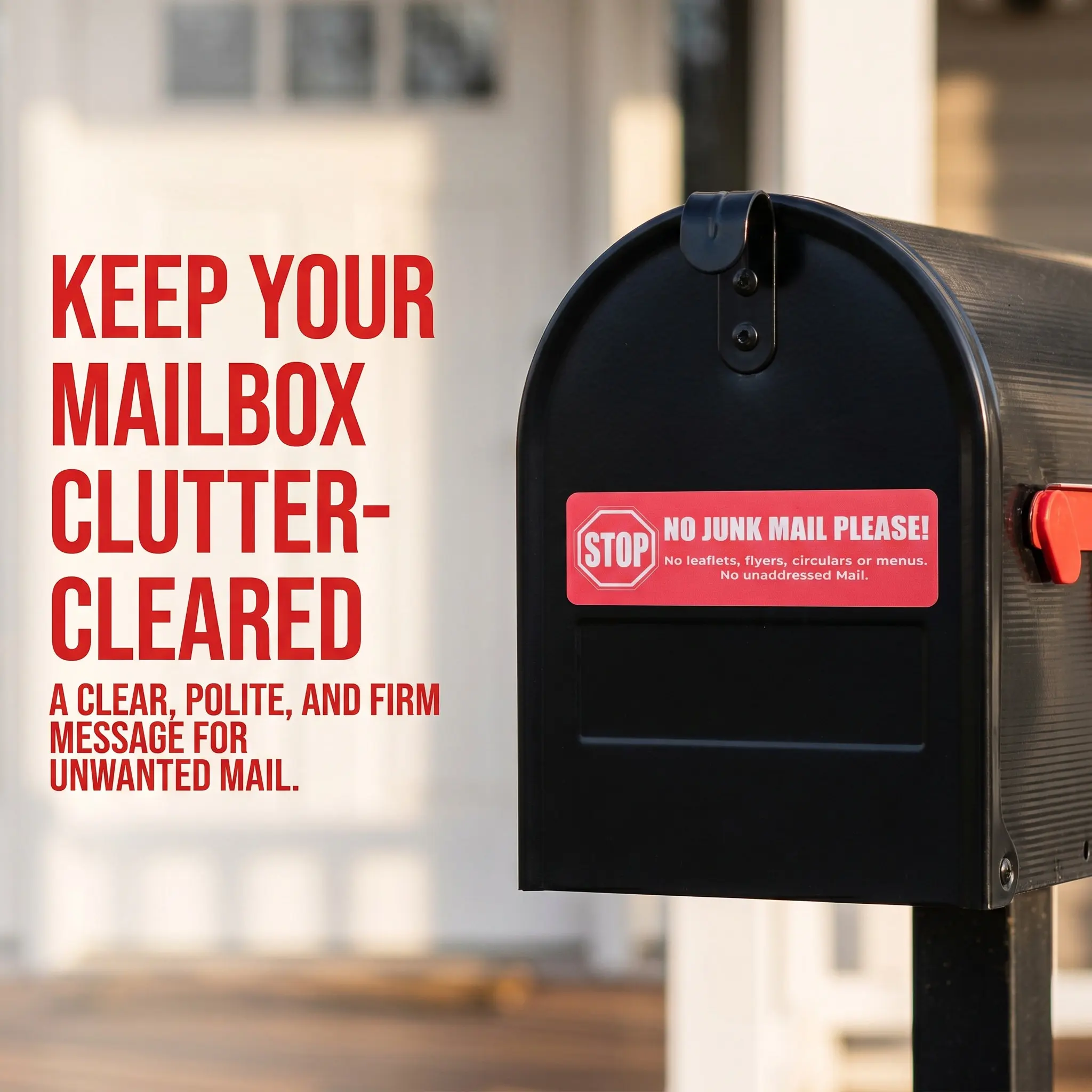 8Pcs Mailbox Warning Sticker Peel Stick Waterproof No Junk Mail Decal Home Business Outdoor Anti Advertising Flyers Label