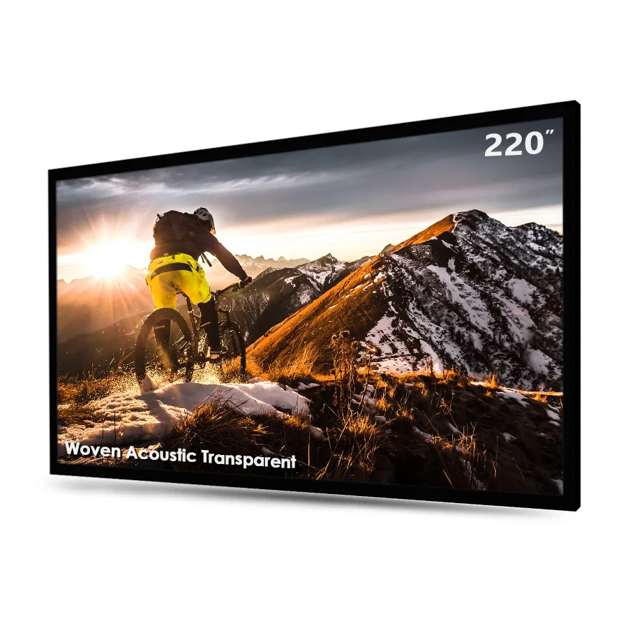 

92-220 Inch Acoustically Transparent Projection Screen, 4K/8K Ultra HD Woven Fixed Frame For Home Theater
