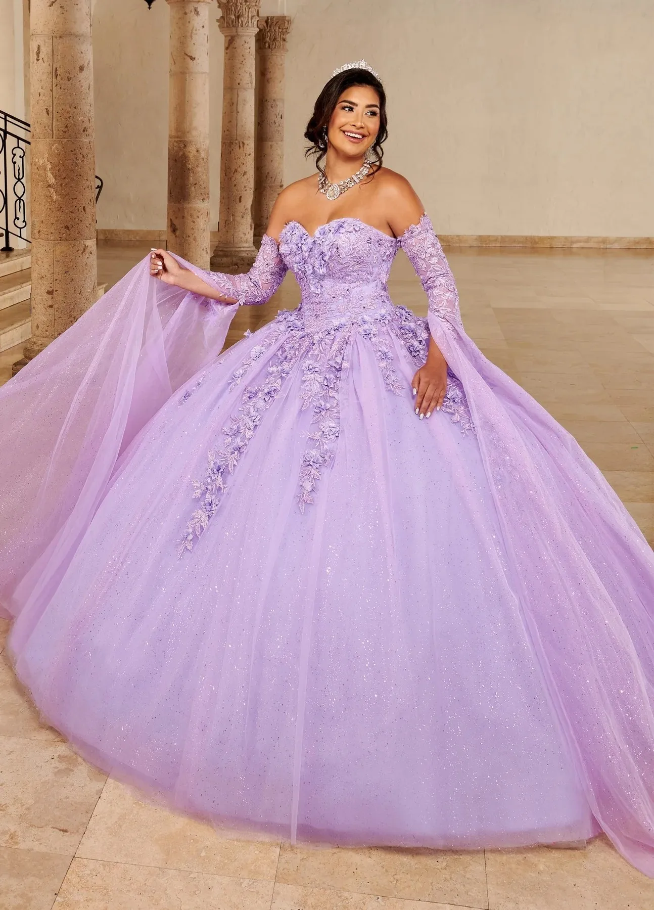 Lavender Charro Quinceanera Dresses Ball Gown Sweetherat Tulle Appliques Puffy Mexican Sweet 16 Dresses 15 Anos