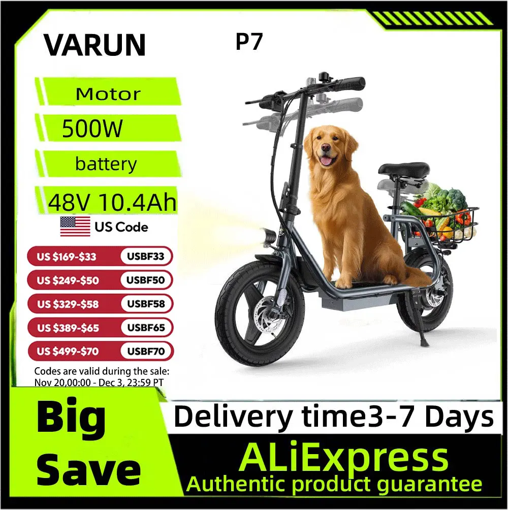 

VARUN P7 Adult Electric Scooter 750W Motor 48V10.4AH Battery City Escooter 14 Inch Tire Foldable E-Scooter