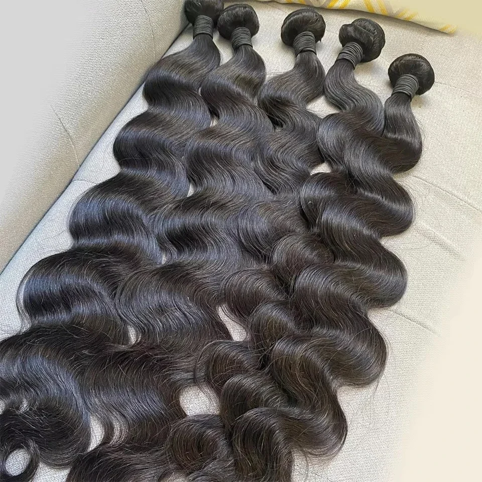 

16A Human Hair 36 40 Inch Body Loose Wave Raw Hair Human Hair Bundles Extensions 2 3 4 Bundle Black Malaysian Remy Weave Bundles