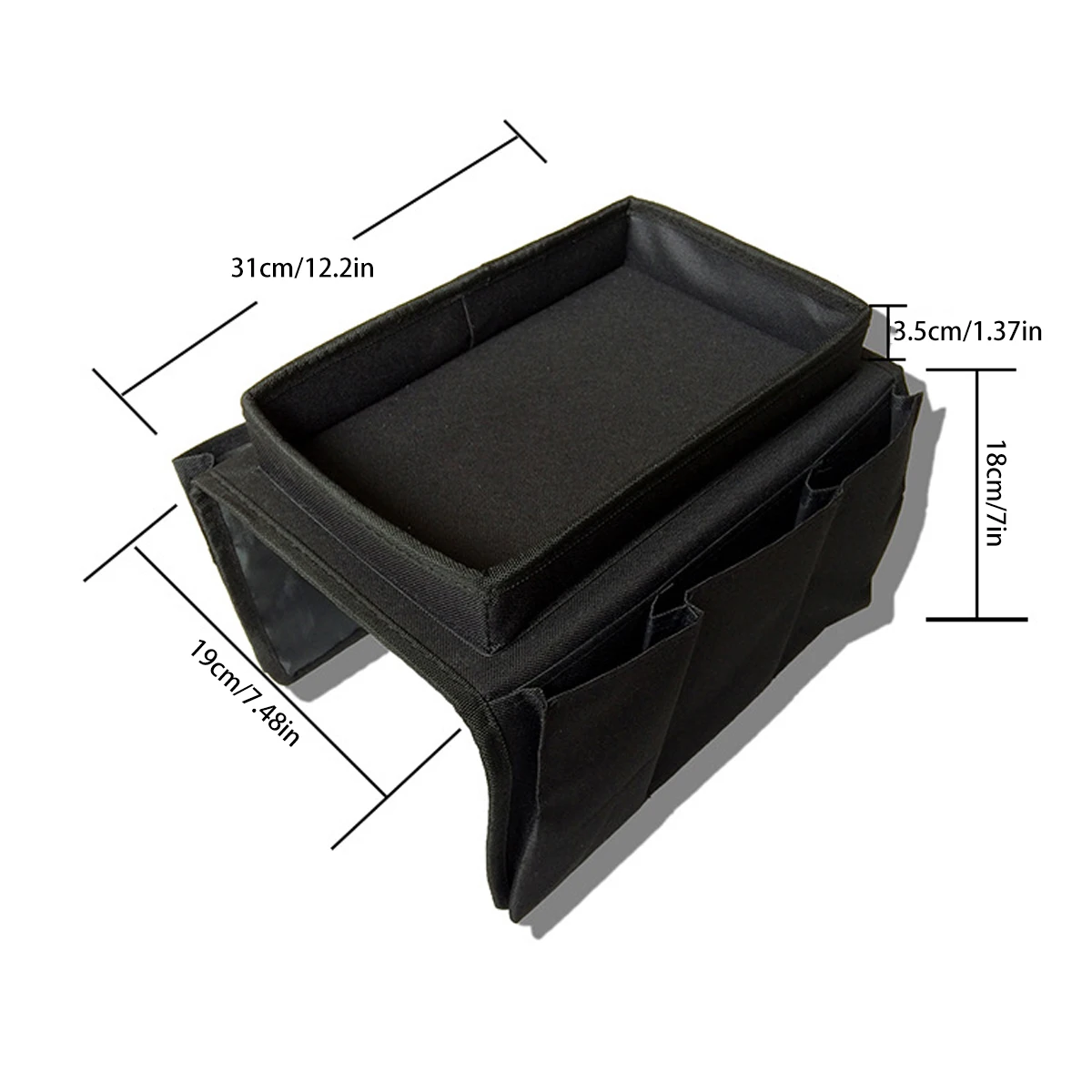 Sofa TV Remote Control Handset Holder Organizer Caddy For Arm Rests With Cup Holder Tray - Fits Over Chairs, Sofas Armchairs