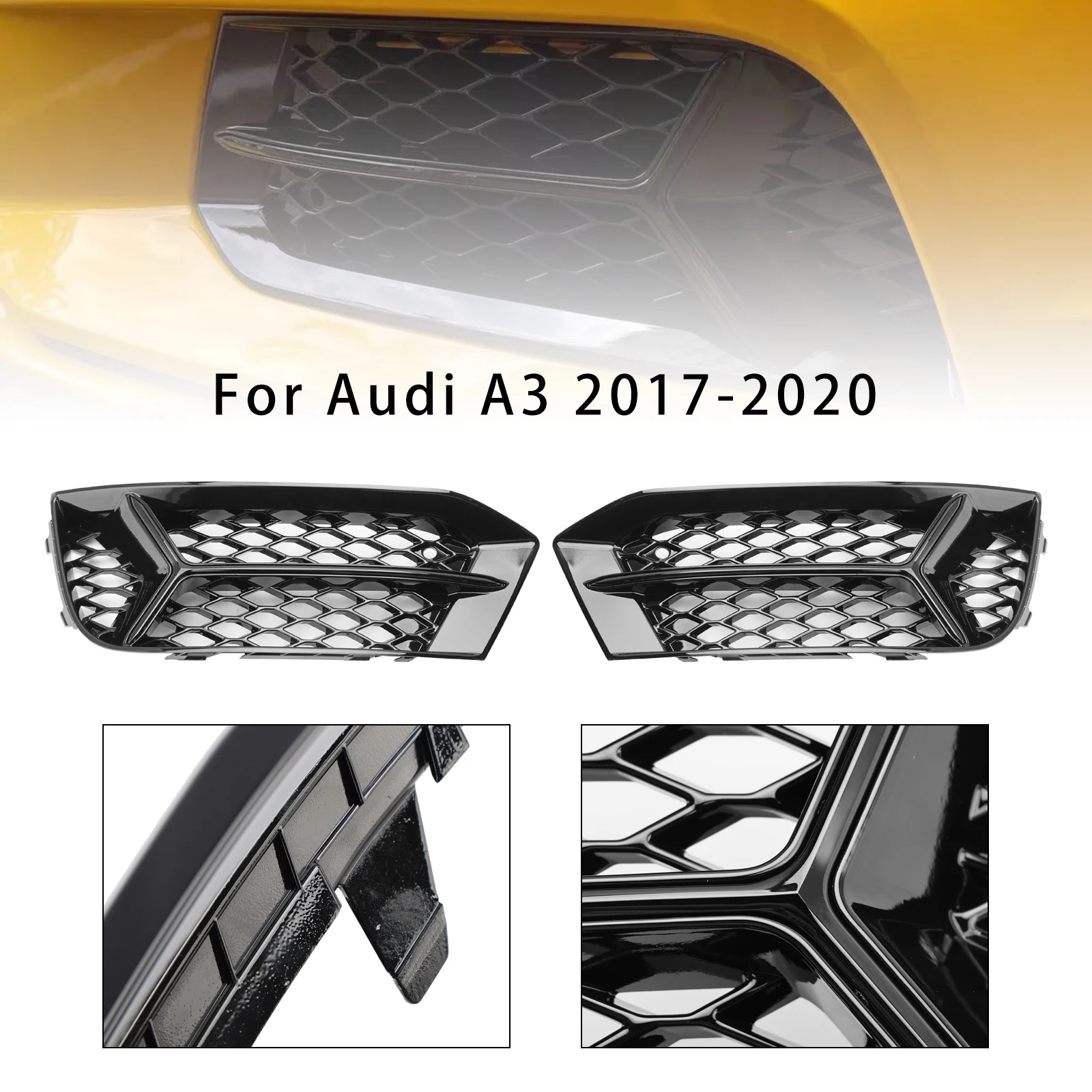 

Artudatech Front Bumper Grill Fog Light Cover Lamp Frame Trim Fit for Audi A3 2017-2020