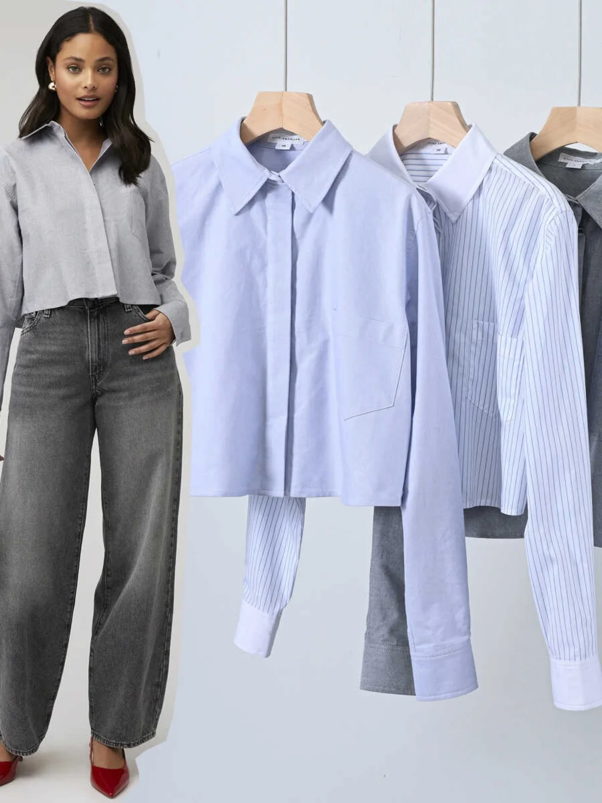 

Lightweight Oxford Cloth Pure Cotton Casual Shirt Women's Short Sleeve Collar Striped Summer Casual Fashion