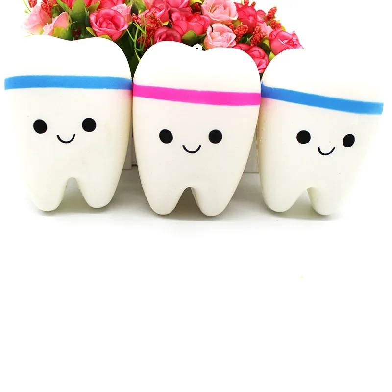 

PU Soft Anti-pressure Toys Big Kawaii Cartoon Pink Teeth Big Soft Teeth Squeeze Toys Slow Rise Fun Children Adult Squeeze Toys