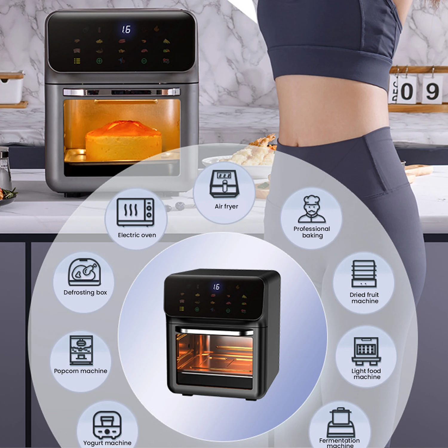 12L Large Capacity Electric Air Fryers Oil-free Automatic Household Kitchen 360°Baking Convection Oven Deep Fryer Without Oil