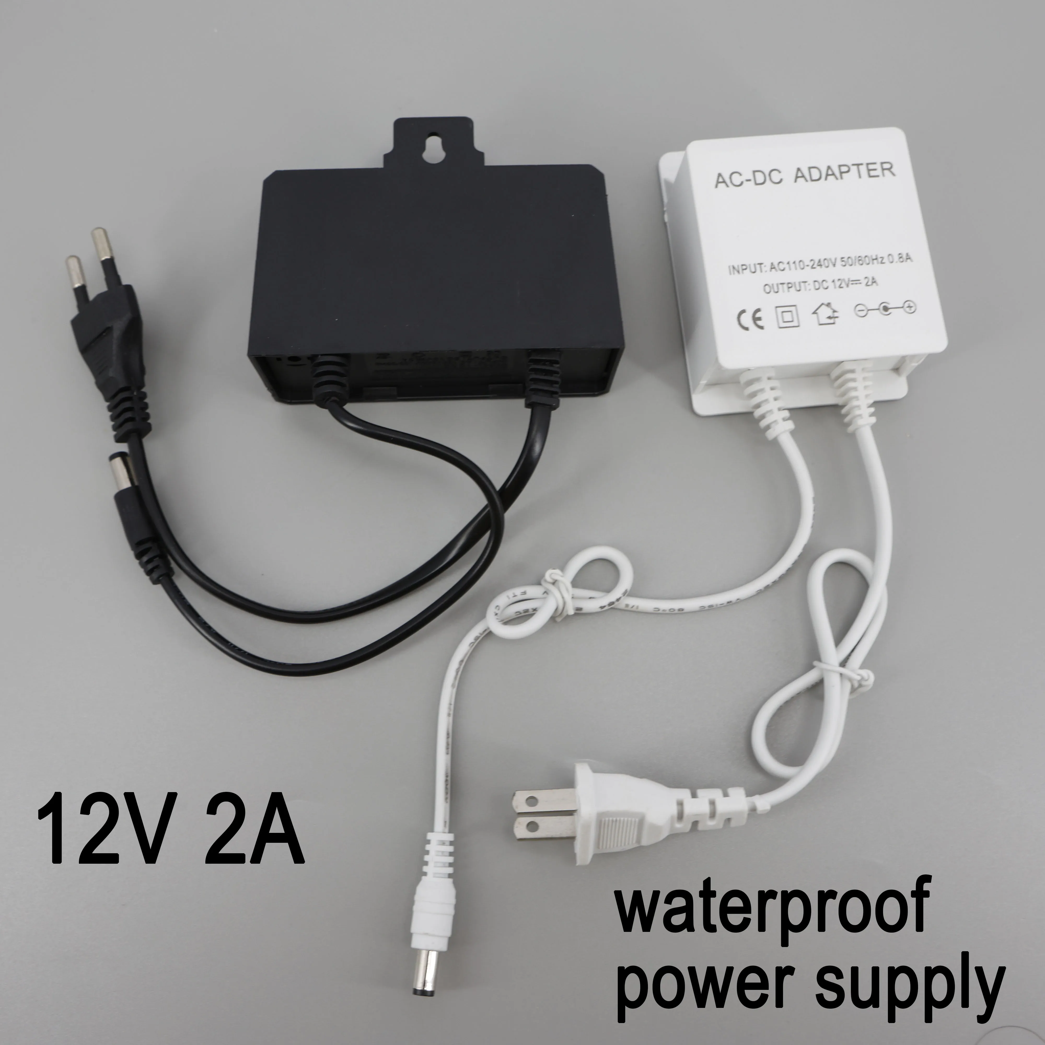 DC 12V 2A 2000ma outdoor Waterproof US EU Power 24w Adapter mini For led strip CCTV Cameras AHD NVR Input AC 100V 240V 5.5*2.1 P